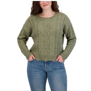 Lucky Brand XL Women's Green Cable Knit Sweater